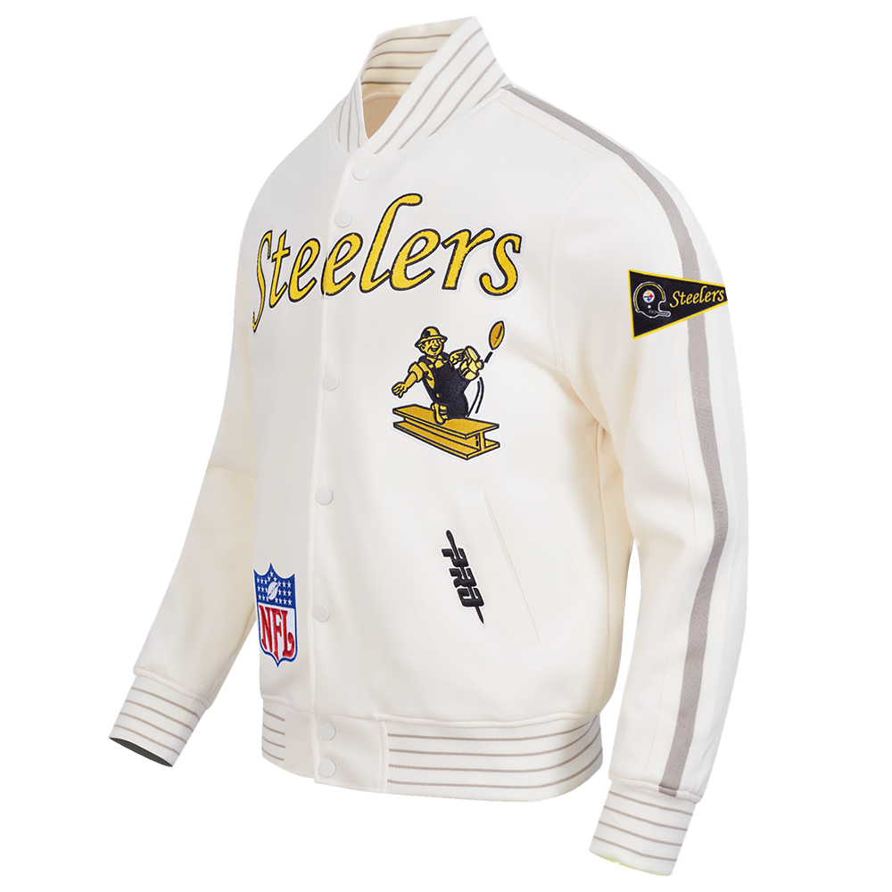 NFL PITTSBURGH STEELERS BLOUSON RÉTRO PRO GAME DAY (COQUILLE D'ŒUF/TAUPE/COQUILLE D'ŒUF)