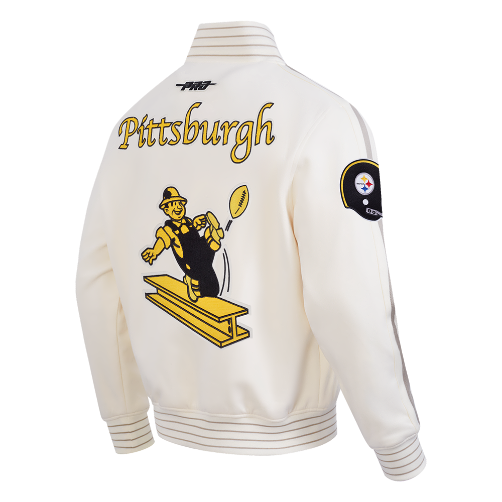 NFL PITTSBURGH STEELERS BLOUSON RÉTRO PRO GAME DAY (COQUILLE D'ŒUF/TAUPE/COQUILLE D'ŒUF)