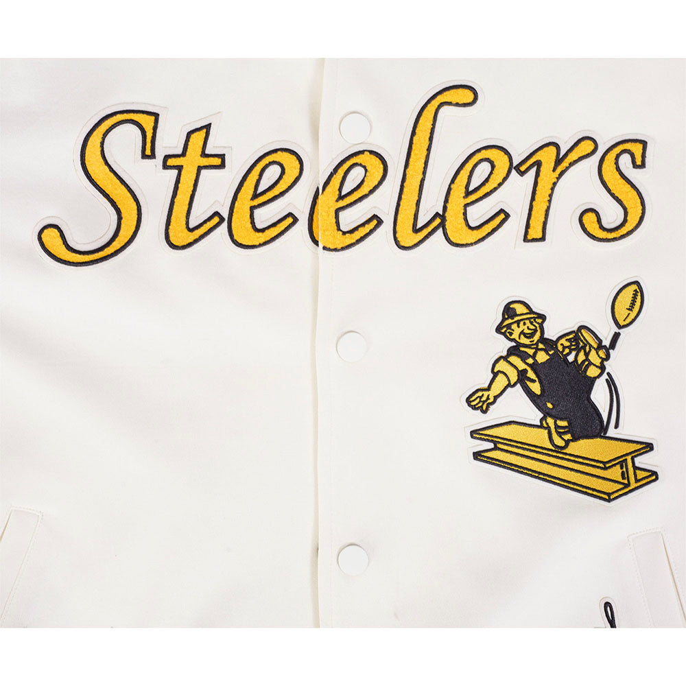 NFL PITTSBURGH STEELERS BLOUSON RÉTRO PRO GAME DAY (COQUILLE D'ŒUF/TAUPE/COQUILLE D'ŒUF)