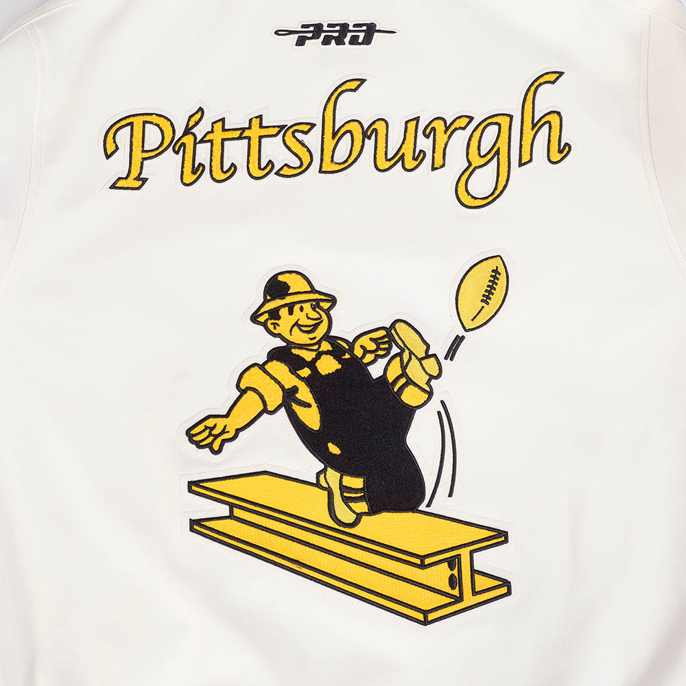 NFL PITTSBURGH STEELERS BLOUSON RÉTRO PRO GAME DAY (COQUILLE D'ŒUF/TAUPE/COQUILLE D'ŒUF)