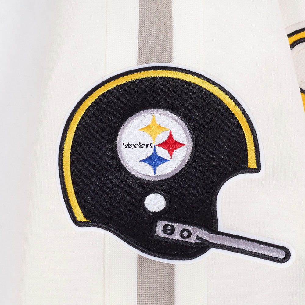 NFL PITTSBURGH STEELERS BLOUSON RÉTRO PRO GAME DAY (COQUILLE D'ŒUF/TAUPE/COQUILLE D'ŒUF)