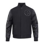 NFL PITTSBURGH STEELERS TRIPLE BLACK MEN'S WOOL VARSITY JACKET (TRIPLE BLACK MEN'S)