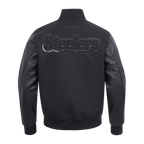 NFL PITTSBURGH STEELERS TRIPLE BLACK MEN'S WOOL VARSITY JACKET (TRIPLE BLACK MEN'S)