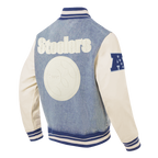NFL PITTSBURGH STEELERS VARSITY BLUES MEN'S DENIM VARSITY JACKET (DENIM/LINEN)