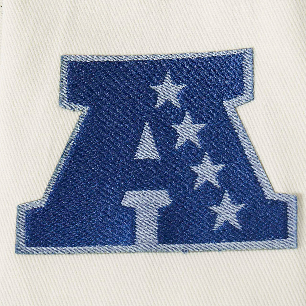 NFL PITTSBURGH STEELERS VARSITY BLUES MEN'S DENIM VARSITY JACKET (DENIM/LINEN)