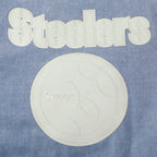 NFL PITTSBURGH STEELERS VARSITY BLUES MEN'S DENIM VARSITY JACKET (DENIM/LINEN)