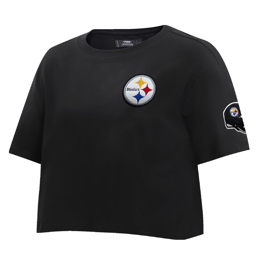NFL PITTSBURGH STEELERS CLASSIC WOMEN'S SINGLE JERSEY BOXY TEE (BLACK)