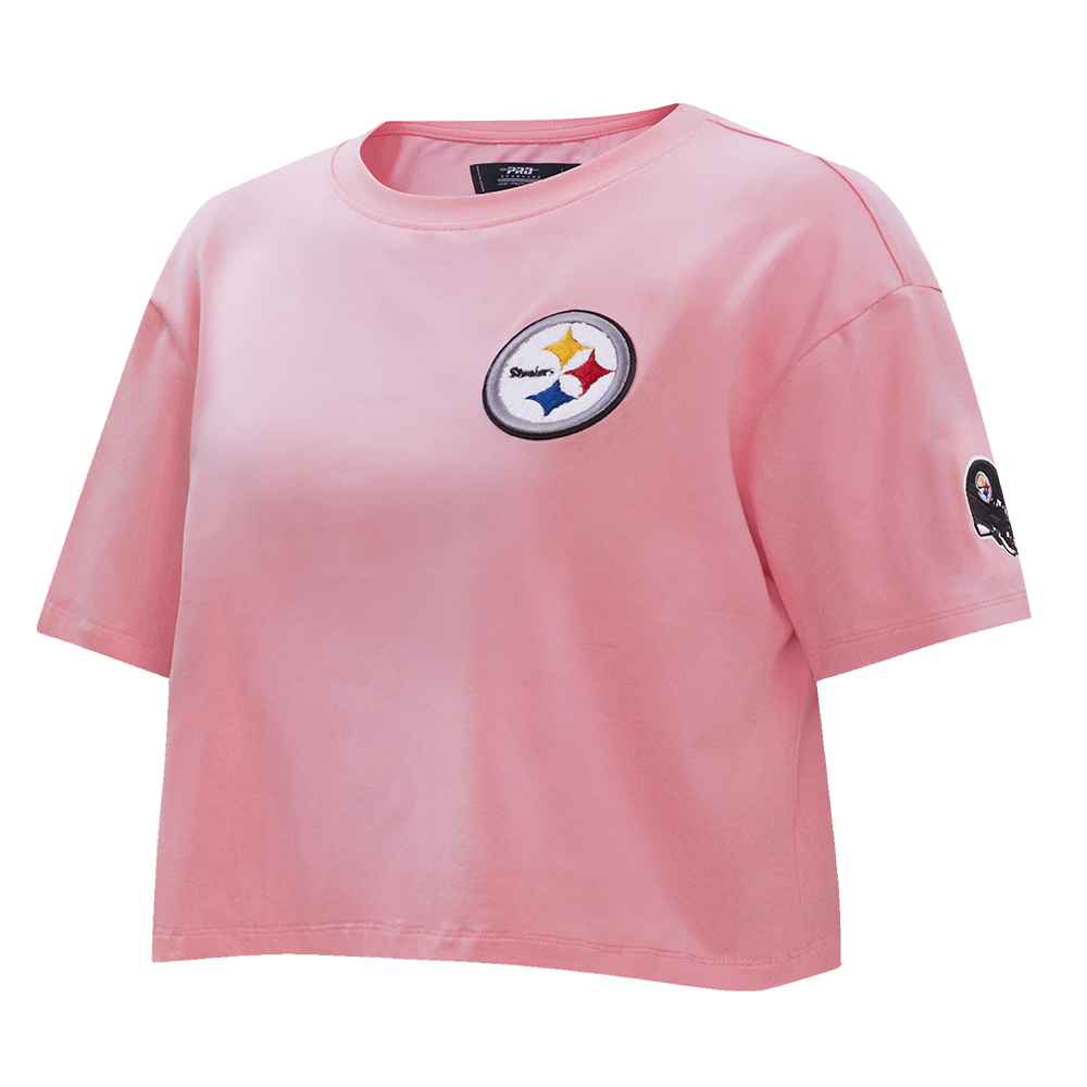 NFL PITTSBURGH STEELERS CLASSIC WOMEN'S SINGLE JERSEY BOXY TEE (PINK)