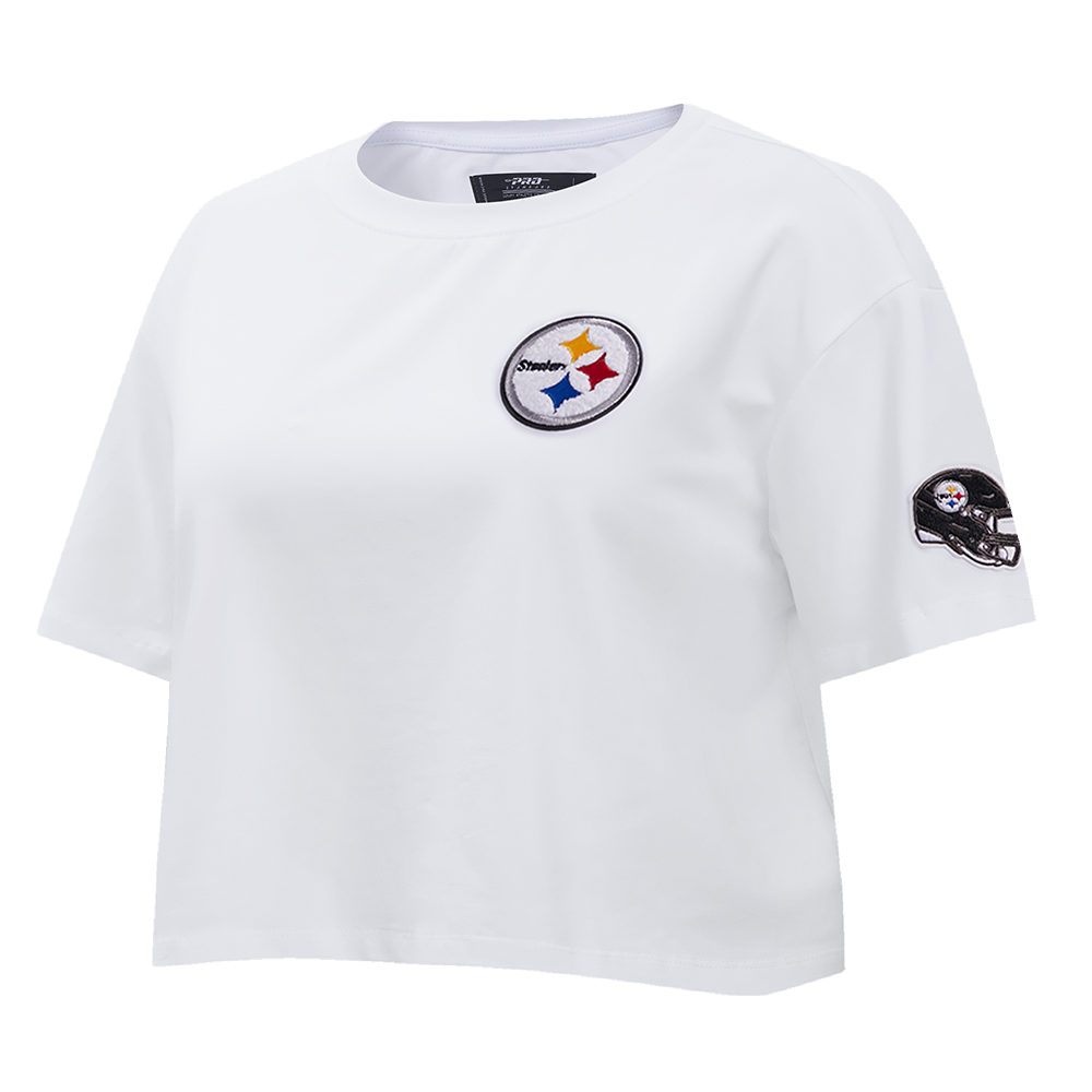 NFL PITTSBURGH STEELERS CLASSIC WOMEN'S SINGLE JERSEY BOXY TEE (WHITE)