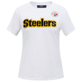 NFL PITTSBURGH STEELERS CLASSIC SHORT SLEEVE WOMEN'S SINGLE JERSEY SLIM FIT TEE (WHITE)