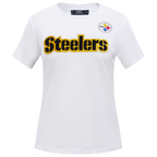 NFL PITTSBURGH STEELERS CLASSIC SHORT SLEEVE WOMEN'S SINGLE JERSEY SLIM FIT TEE (WHITE)