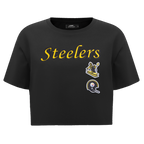 NFL PITTSBURGH STEELERS RETRO CLASSIC T-SHIRT À COUPE CARRÉE POUR FEMME (NOIR)