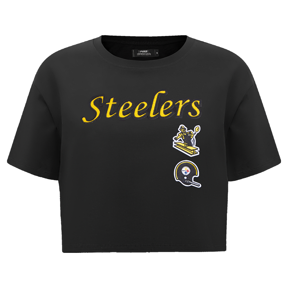 NFL PITTSBURGH STEELERS RETRO CLASSIC T-SHIRT À COUPE CARRÉE POUR FEMME (NOIR)