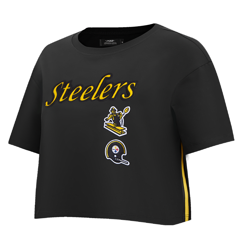 NFL PITTSBURGH STEELERS RETRO CLASSIC WOMEN'S BOXY TEE (BLACK)