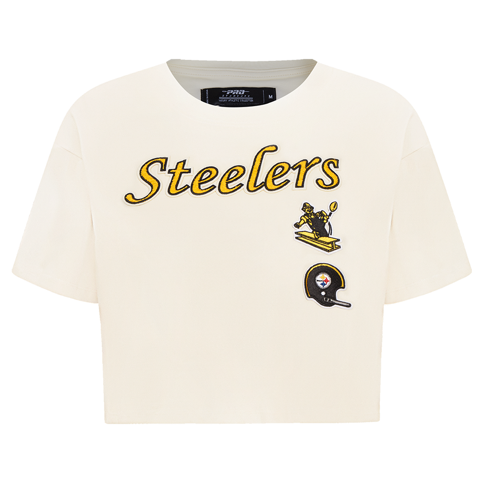 NFL PITTSBURGH STEELERS RETRO CLASSIC WOMEN'S BOXY TEE (EGGSHELL)
