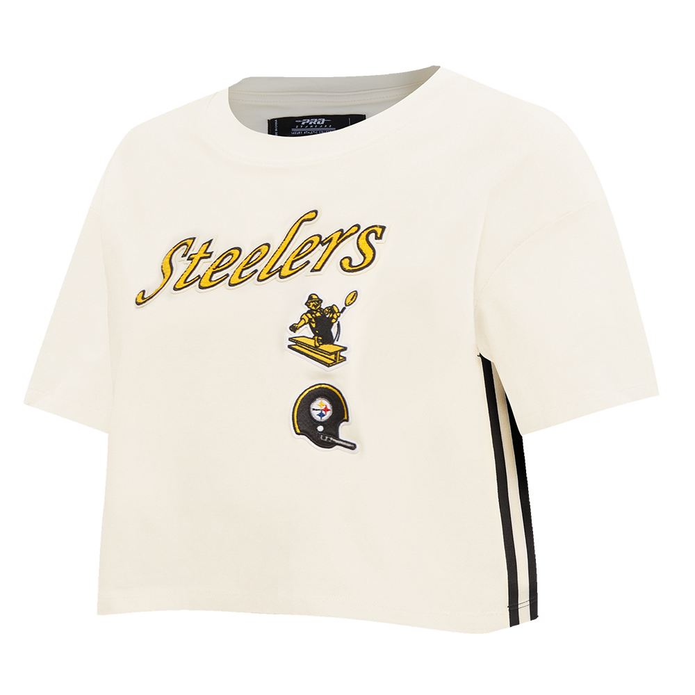 NFL PITTSBURGH STEELERS RETRO CLASSIC WOMEN'S BOXY TEE (EGGSHELL)