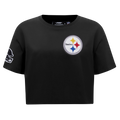 NFL PITTSBURGH STEELERS T-SHIRT MASHUP À COUPE CARRÉE POUR FEMME (NOIR)