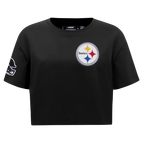 NFL PITTSBURGH STEELERS T-SHIRT MASHUP À COUPE CARRÉE POUR FEMME (NOIR)