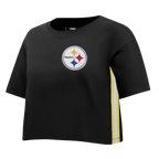 NFL PITTSBURGH STEELERS T-SHIRT MASHUP À COUPE CARRÉE POUR FEMME (NOIR)
