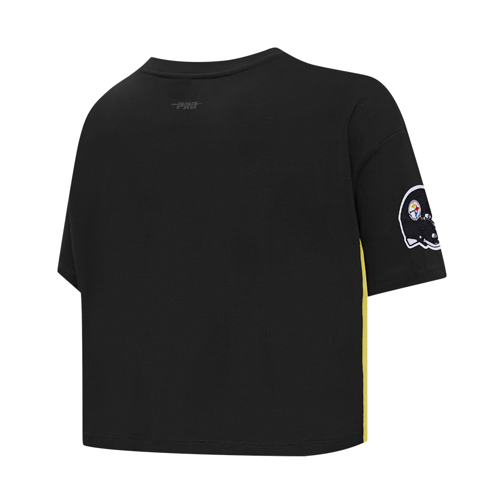 NFL PITTSBURGH STEELERS T-SHIRT MASHUP À COUPE CARRÉE POUR FEMME (NOIR)
