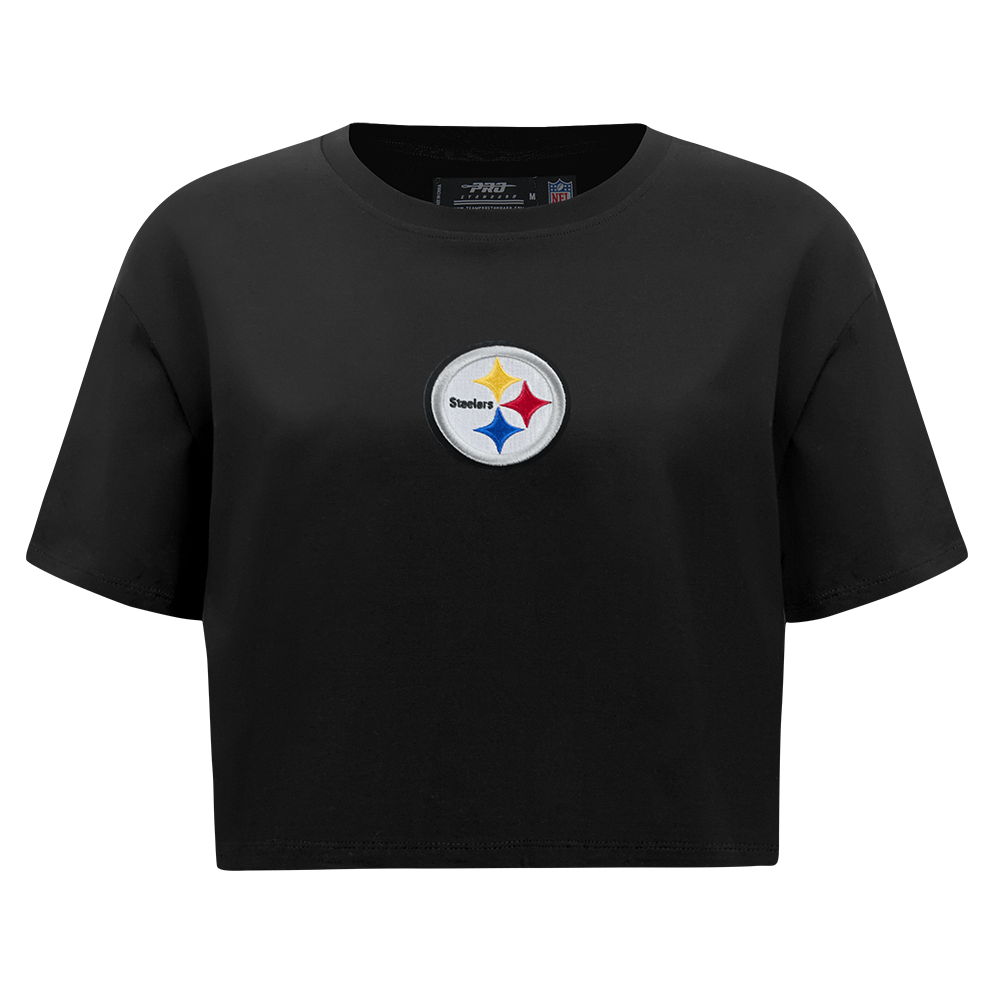 NFL PITTSBURGH STEELERS WINGSPAN WOMEN'S SJ BOXY TEE (BLACK)