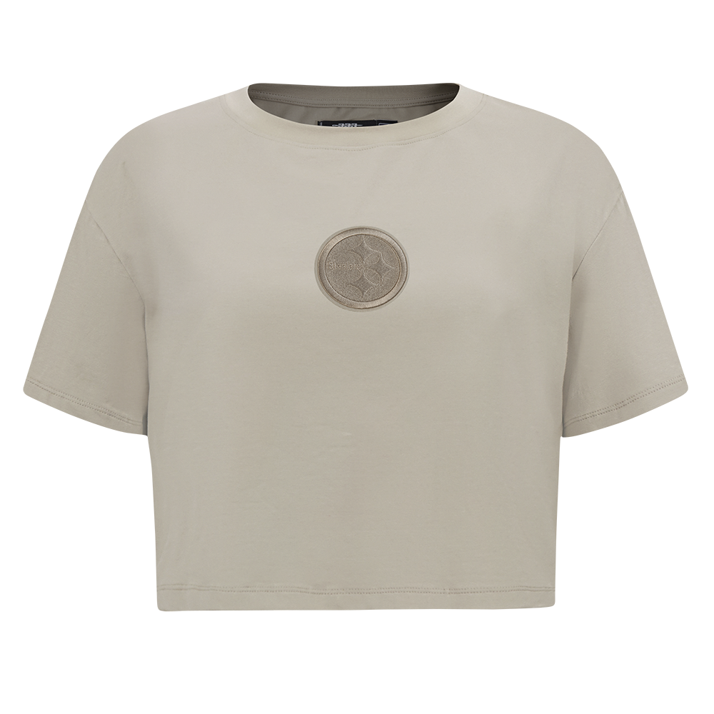 NFL PITTSBURGH STEELERS WINGSPAN WOMEN'S SJ BOXY TEE (TAUPE)