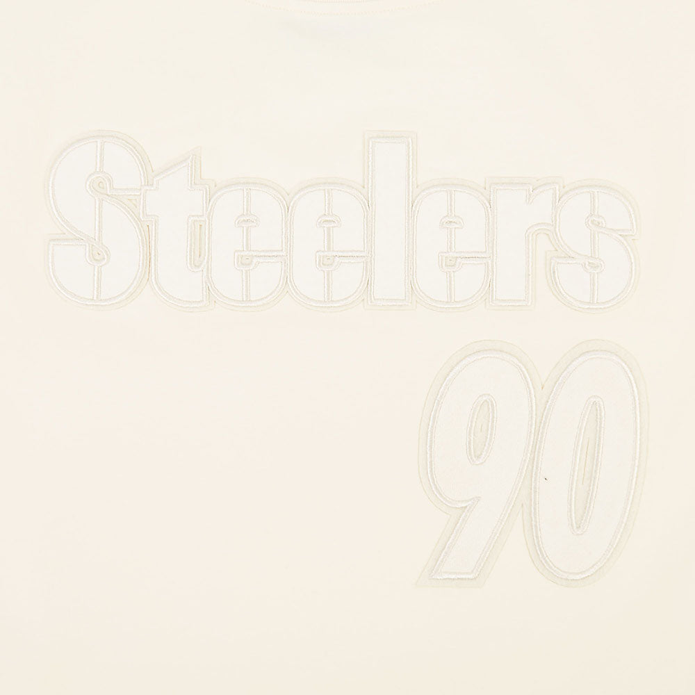 NFL PITTSBURGH STEELERS T.J. WATT #90 NEUTRAL WOMEN'S SJ BOXY TEE (EGGSHELL)