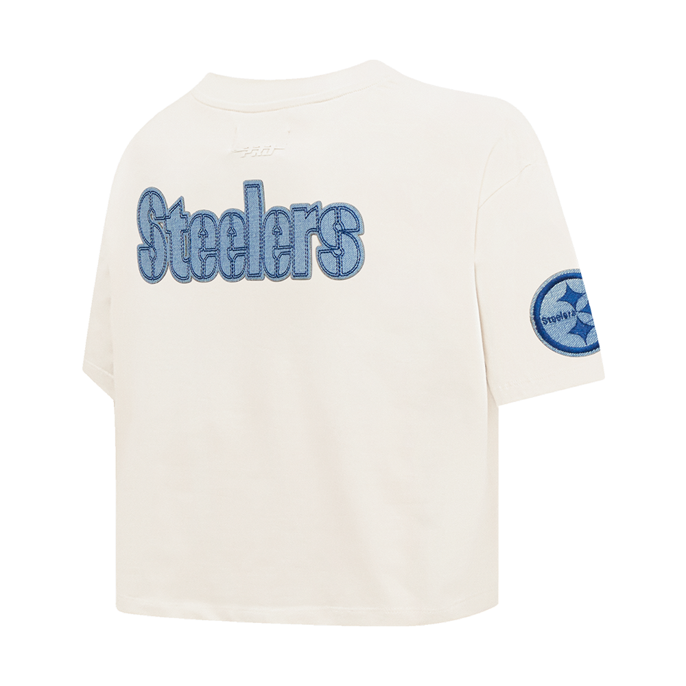 NFL PITTSBURGH STEELERS VARSITY BLUES WOMEN'S BOXY TEE (LINEN)