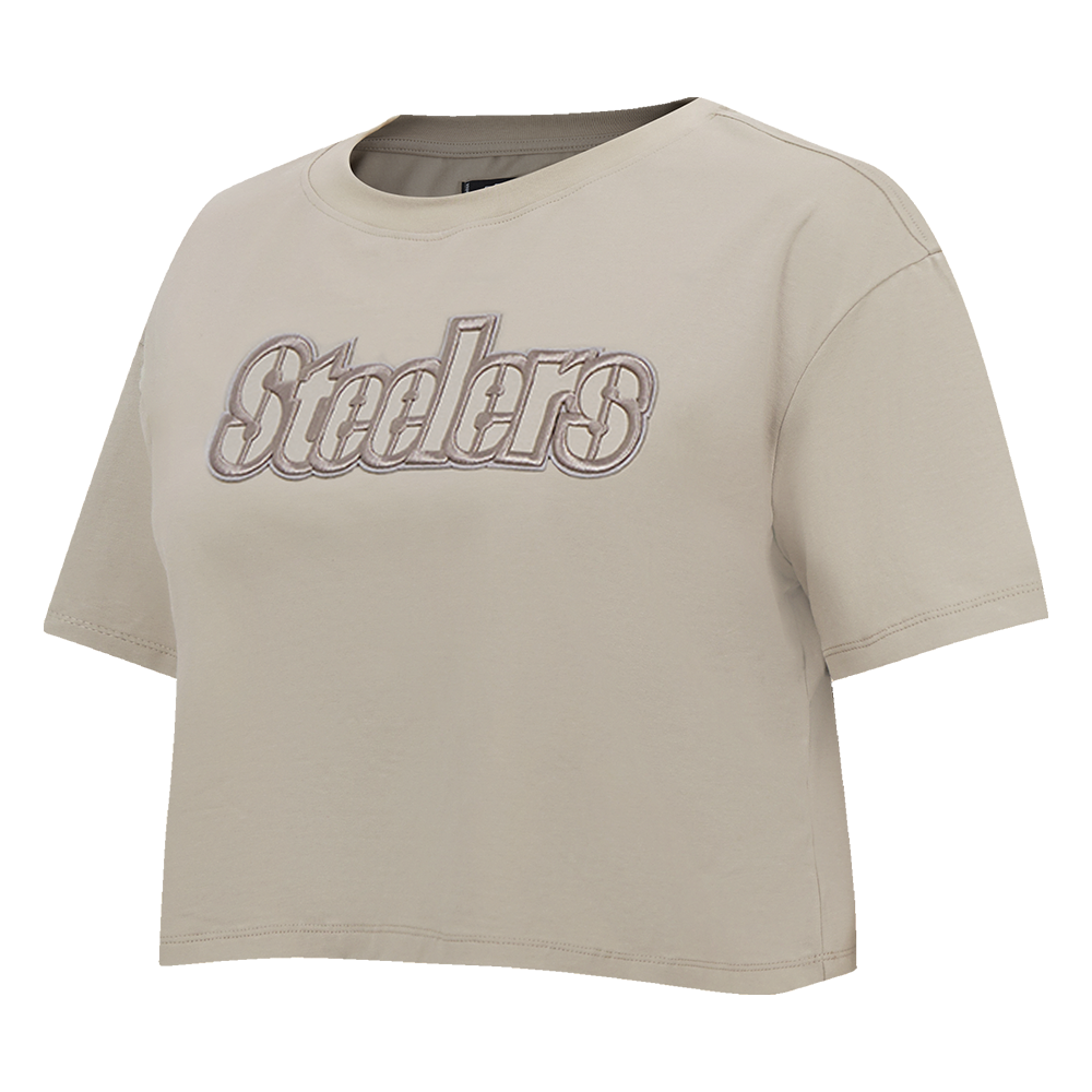NFL PITTSBURGH STEELERS NEUTRAL WOMEN'S BOXY TEE (TAUPE)