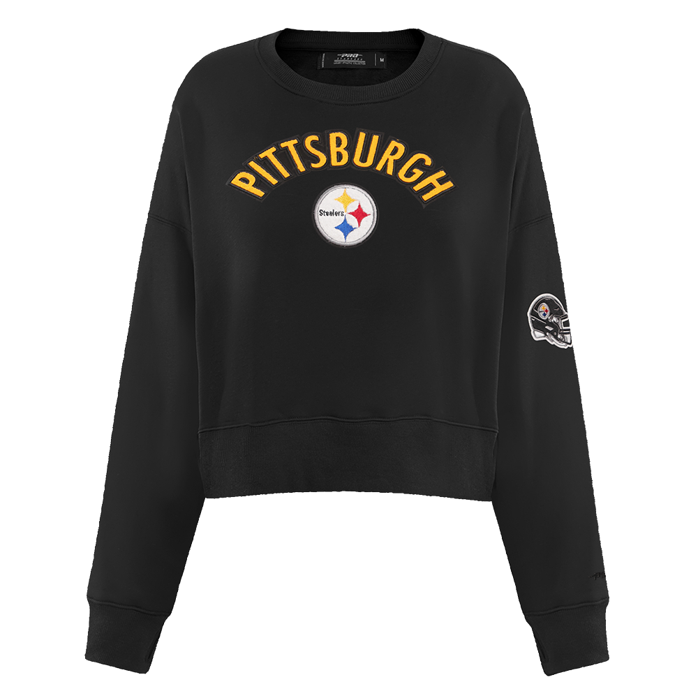 NFL PITTSBURGH STEELERS CLASSIC WOMEN'S FLEECE CREWNECK (BLACK)