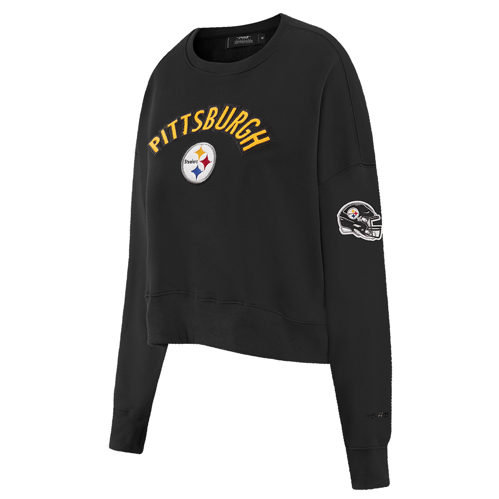 NFL PITTSBURGH STEELERS CLASSIC WOMEN'S FLEECE CREWNECK (BLACK)