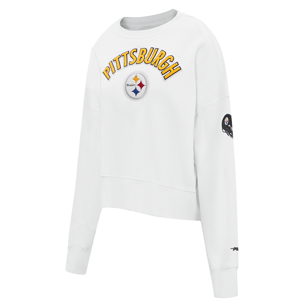 NFL PITTSBURGH STEELERS CLASSIC WOMEN'S FLEECE CREWNECK (WHITE)