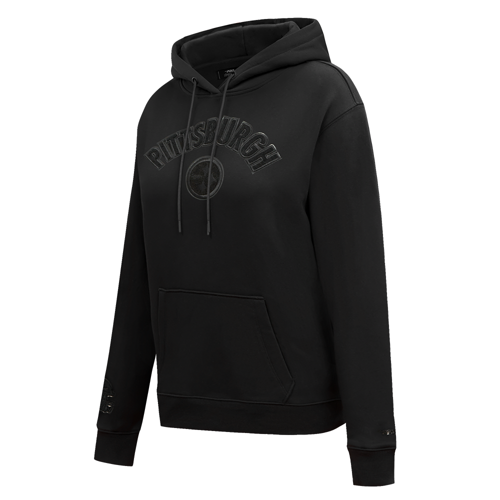 NFL PITTSBURGH STEELERS TRIPLE BLACK WOMEN'S FLEECE PULLOVER HOODIE (TRIPLE BLACK)