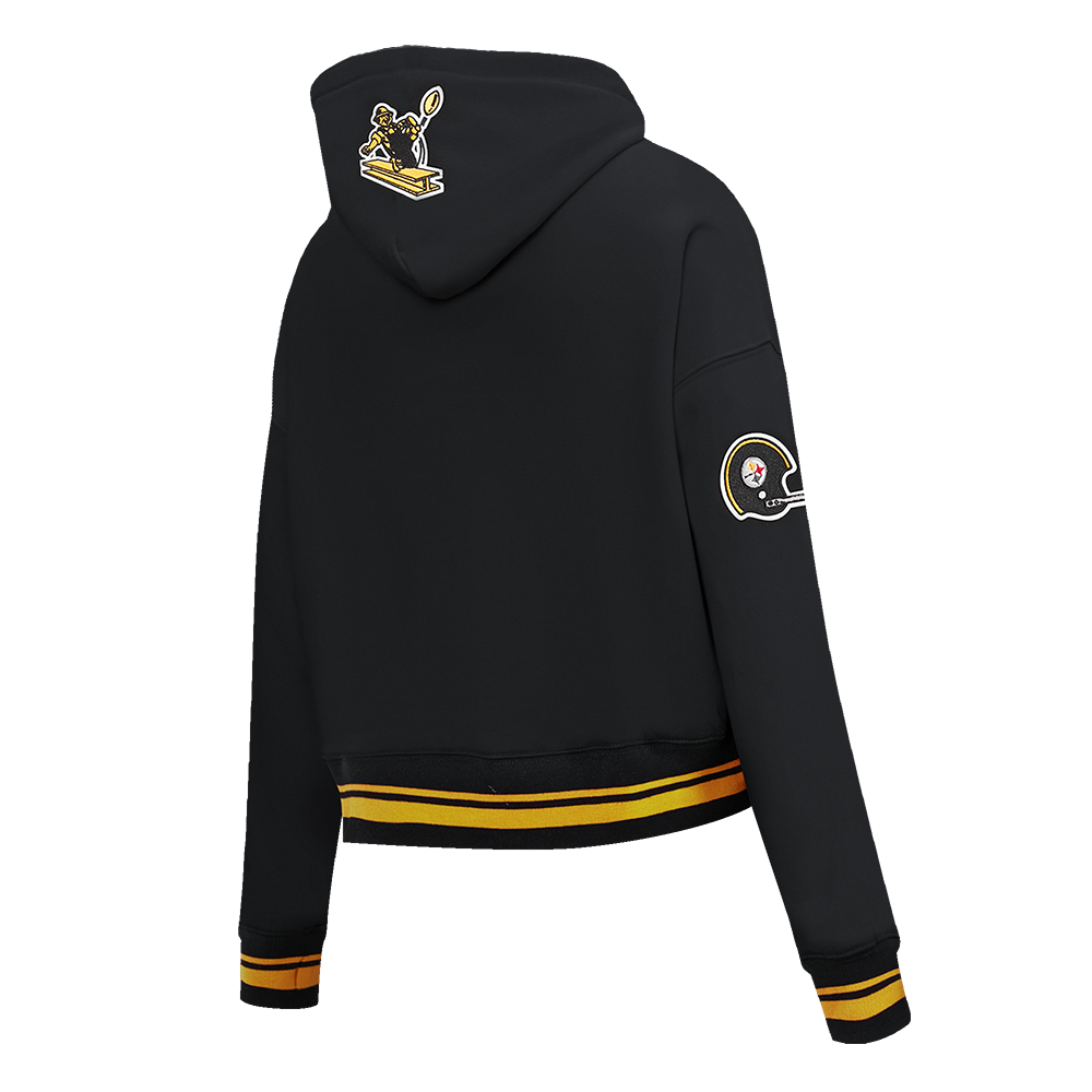 NFL PITTSBURGH STEELERS RETRO CLASSIC CHANDAIL À CAPUCHON COURT POUR FEMME (NOIR/JAUNE)
