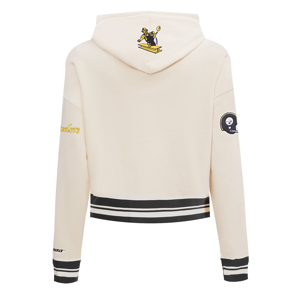 NFL PITTSBURGH STEELERS RETRO CLASSIC CHANDAIL À CAPUCHON COURT POUR FEMME (COQUILLE D'ŒUF/NOIR)