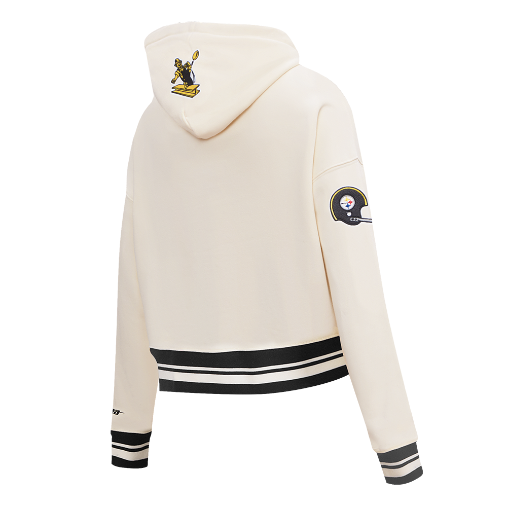 NFL PITTSBURGH STEELERS RETRO CLASSIC CHANDAIL À CAPUCHON COURT POUR FEMME (COQUILLE D'ŒUF/NOIR)