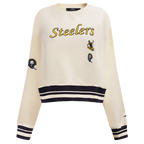 NFL PITTSBURGH STEELERS RETRO CLASSIC CHANDAIL À COL ROND POUR FEMME (COQUILLE D'ŒUF/NOIR)