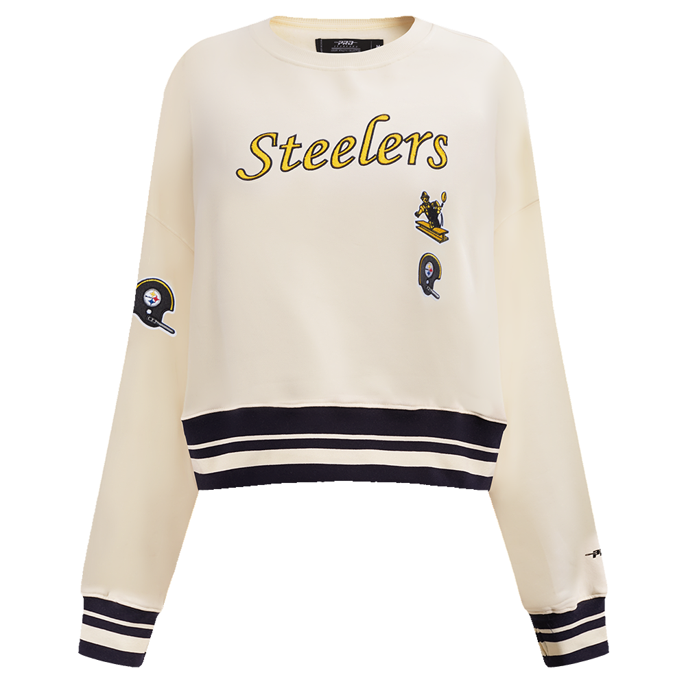 NFL PITTSBURGH STEELERS RETRO CLASSIC CHANDAIL À COL ROND POUR FEMME (COQUILLE D'ŒUF/NOIR)