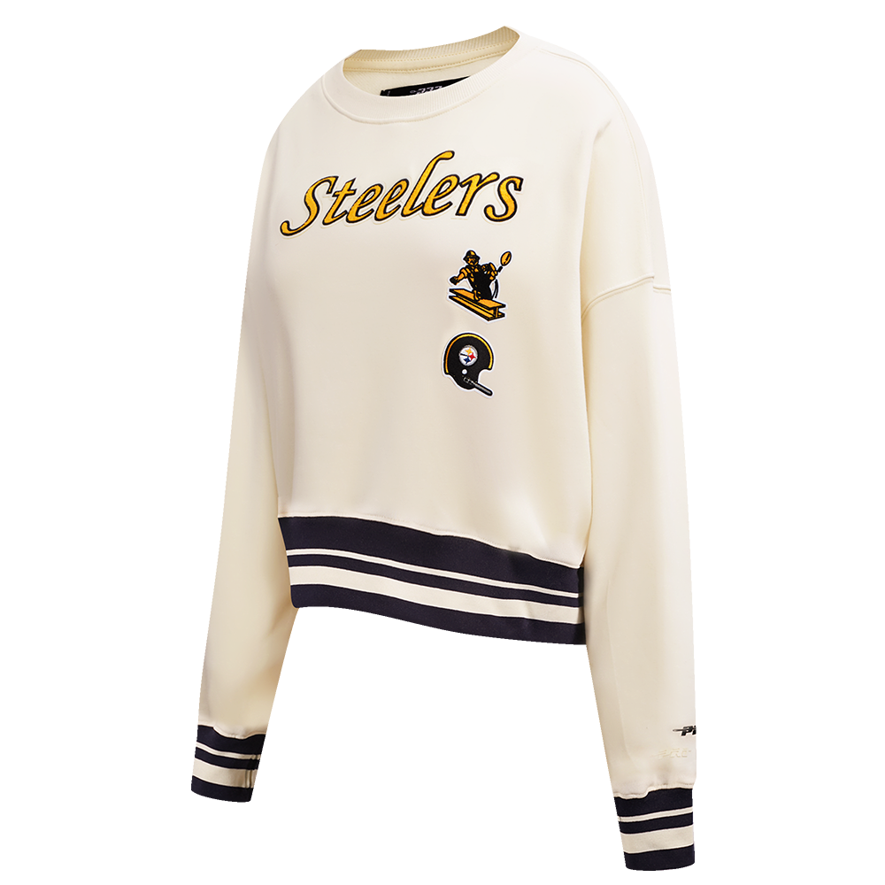 NFL PITTSBURGH STEELERS RETRO CLASSIC WOMEN'S CREWNECK (EGGSHELL/ BLACK)