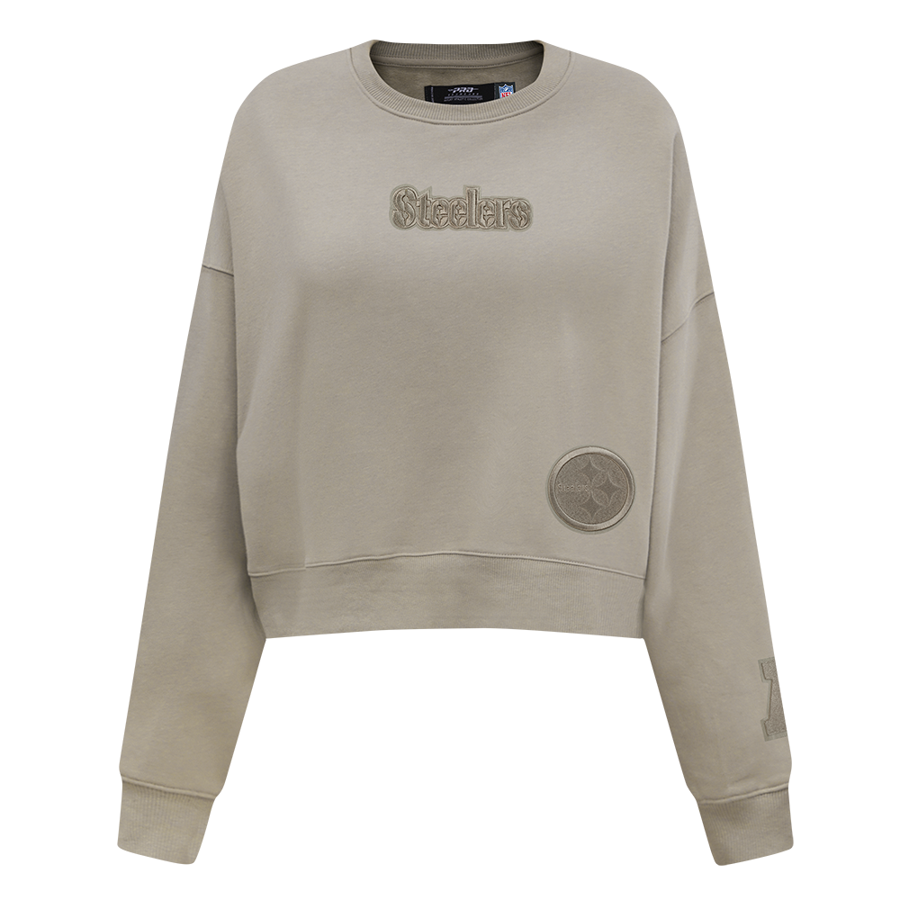 NFL PITTSBURGH STEELERS WINGSPAN WOMEN'S FLC CREWNECK (TAUPE)