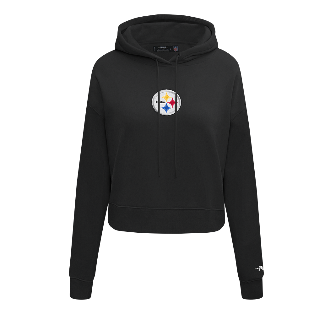 NFL PITTSBURGH STEELERS WINGSPAN WOMEN'S FLC CROPPED PO HOODIE (BLACK)