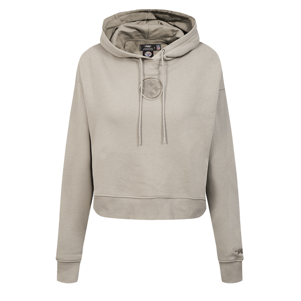 NFL PITTSBURGH STEELERS WINGSPAN WOMEN'S FLC CROPPED PO HOODIE (TAUPE)