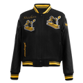 NFL PITTSBURGH STEELERS RETRO CLASSIC WOMEN'S RIB WOOL VARSITY JACKET (BLACK/YELLOW)