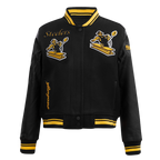 NFL PITTSBURGH STEELERS RETRO CLASSIC WOMEN'S RIB WOOL VARSITY JACKET (BLACK/YELLOW)