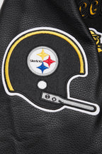 NFL PITTSBURGH STEELERS RETRO CLASSIC WOMEN'S RIB WOOL VARSITY JACKET (BLACK/YELLOW)