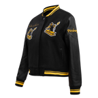 NFL PITTSBURGH STEELERS RETRO CLASSIC WOMEN'S RIB WOOL VARSITY JACKET (BLACK/YELLOW)