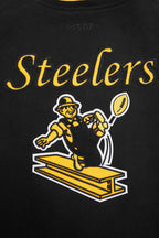 NFL PITTSBURGH STEELERS RETRO CLASSIC WOMEN'S RIB WOOL VARSITY JACKET (BLACK/YELLOW)