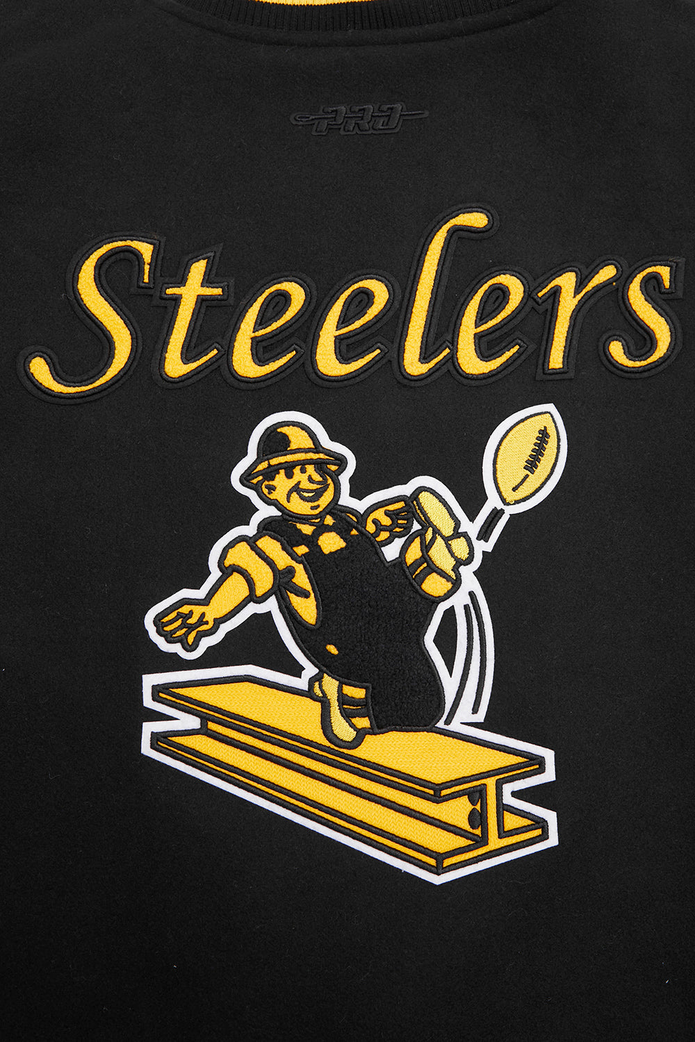 NFL PITTSBURGH STEELERS RETRO CLASSIC WOMEN'S RIB WOOL VARSITY JACKET (BLACK/YELLOW)