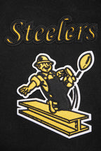 NFL PITTSBURGH STEELERS RETRO CLASSIC WOMEN'S RIB WOOL VARSITY JACKET (BLACK/YELLOW)