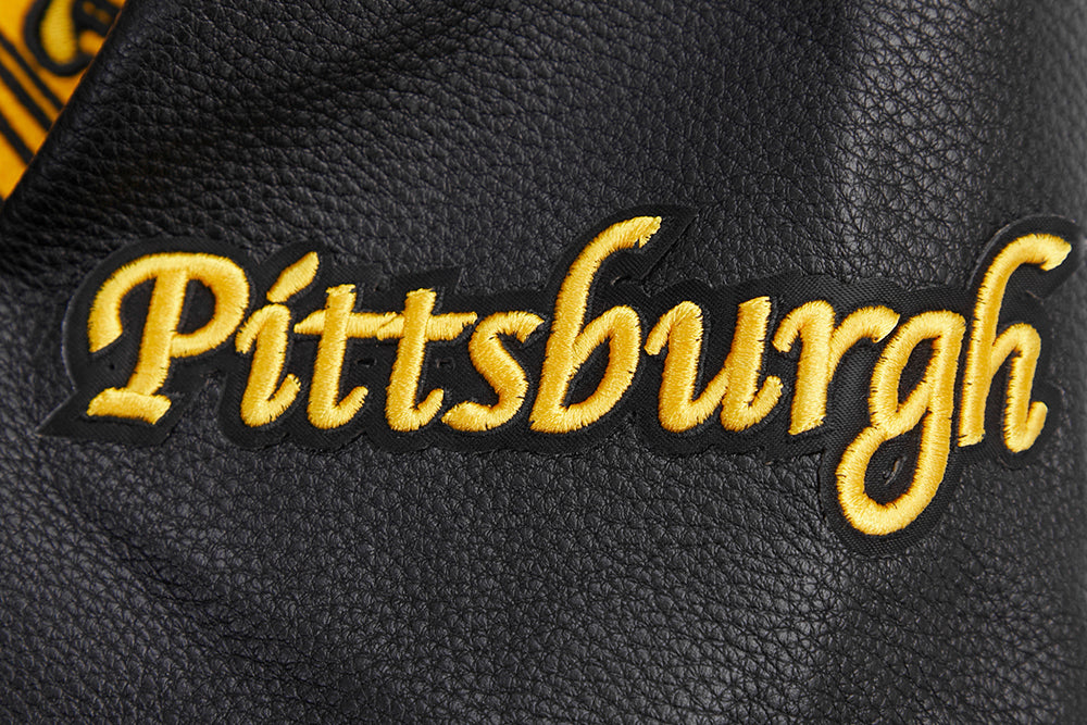NFL PITTSBURGH STEELERS RETRO CLASSIC WOMEN'S RIB WOOL VARSITY JACKET (BLACK/YELLOW)